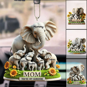 Personalized Elephant Acrylic Ornament - Custom Name For Mom