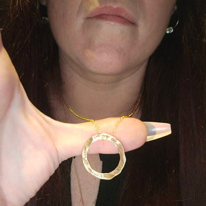 Personalized Hammered Circle Name Necklace