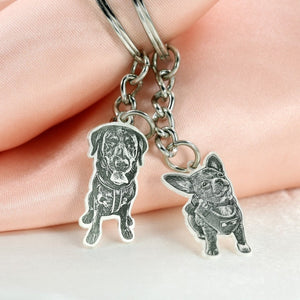 Personalized Engraved Pet Portrait KeyChain Memorial Gift