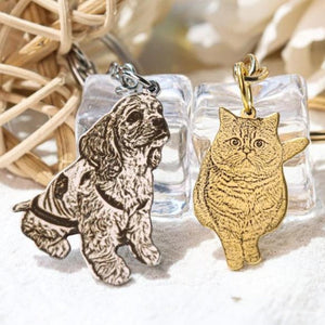Personalized Engraved Pet Portrait KeyChain Memorial Gift