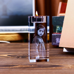 Personalized 3D Photo Engraved Crystal Candelabra