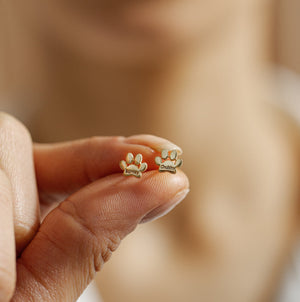 Personalized Paw Earrings, Gift for Pet Lovers, Pet Remembrance Studs