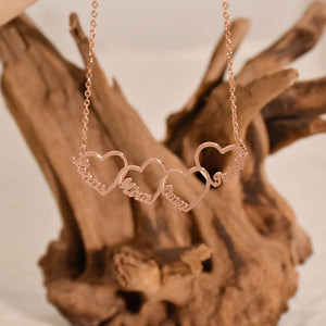 Personalized Multiple Heart Necklace Gift for Mom With Kids Names