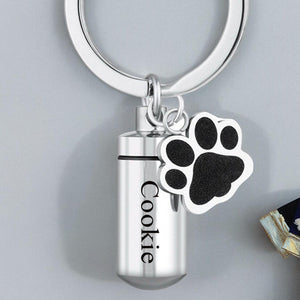 Personalized Pet Memorial Dog Paw Pet Urns Keychain