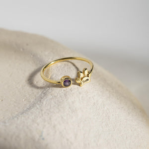 Personalized Engraved Paw Birthstone Ring Gift for Pet Lovers