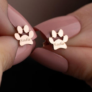 Personalized Paw Earrings, Gift for Pet Lovers, Pet Remembrance Studs