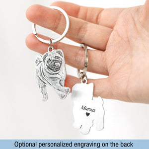 Personalized Engraved Pet Portrait KeyChain Memorial Gift