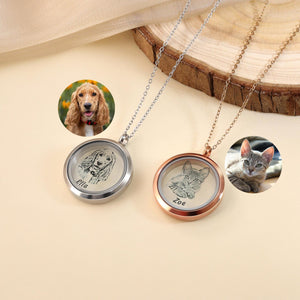 Sketch Photo Personalized Pet Fur Necklace,Pet Hair Keepsake, Loss Pet Gifts