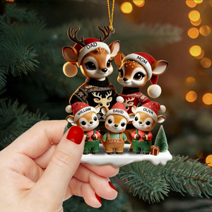 Deer Family Decor Personalized Christmas Ornament