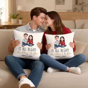 It All Began Couple Gift For Valentine Anniversary - Personalized Pillow