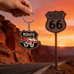 Custom Photo Route 66 Personalized Acrylic Keychain Gift For Car Lovers