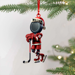 Personalized Name Cool Ice Hockey Ornament