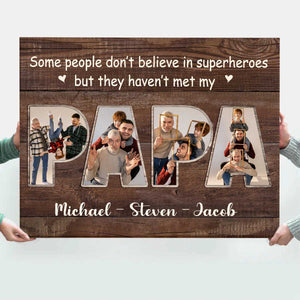 Personalized Papa Photo Collage Canvas Poster, Father's Day Gifts For Papa Grandpa