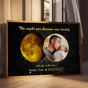 Moon Phase Art The Day You Became My Daddy Mommy Personalized Poster, Gift For New Mom, New Dad