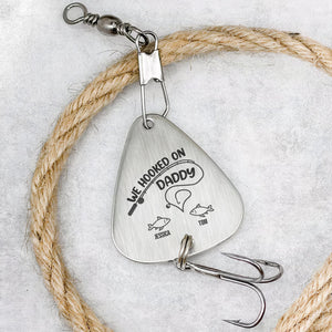 Hooked On Daddy/ Dad/ Papa - Family Personalized Custom Engraved Fishing Lure