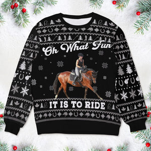 Personalized Photo Gifts For Horse Riding Lovers Ugly Sweatshirt