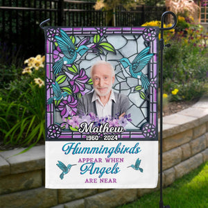Hummingbirds Appear When Angels Are Near - Personalized Garden Flag, Memorial Gift
