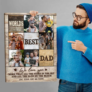 World’s Best Dad Custom Photo Canvas Poster,Personalized Personalized Fathers Day Picture Gift