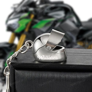 Personalized Name Motorcycle Helmet Keychain Gift for Biker