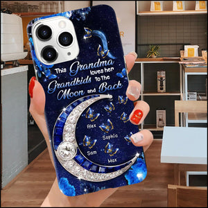 Personalized Butterfly Phone case, This Grandma Loves Her Grandkids To The Moon And Back