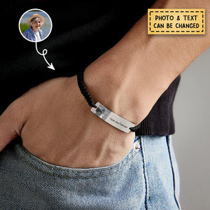 Personalized Customized Picture Name or Text Stainless Steel ID Braided Bracelet