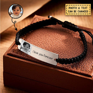 Personalized Customized Picture Name or Text Stainless Steel ID Braided Bracelet