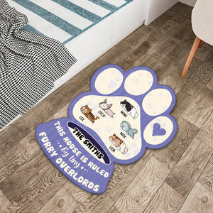 Personalized Paw & Sleeping Pet Bowl Shape Doormat-This House Is Ruled By Tiny Furry Overlords
