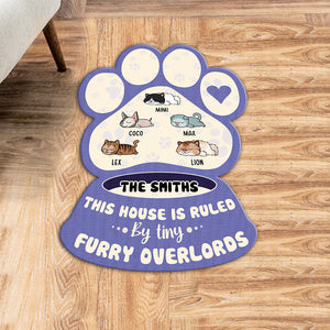 Personalized Paw & Sleeping Pet Bowl Shape Doormat-This House Is Ruled By Tiny Furry Overlords