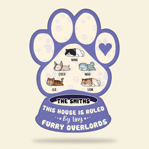 Personalized Paw & Sleeping Pet Bowl Shape Doormat-This House Is Ruled By Tiny Furry Overlords