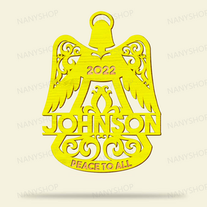 Personalized Memorial Wood Ornament - Angel Wings Bell Shape