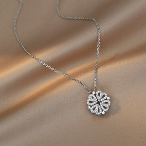 To My Daughter-Four Leaf Clover Necklace Dainty Magnetic Heart Necklace