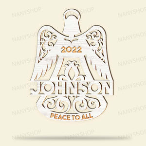 Personalized Memorial Wood Ornament - Angel Wings Bell Shape