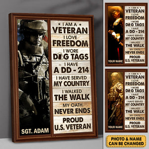 Personalized Canvas Gift For VeteranCustom Gift For Veteran I Am A Veteran I Love Freedom