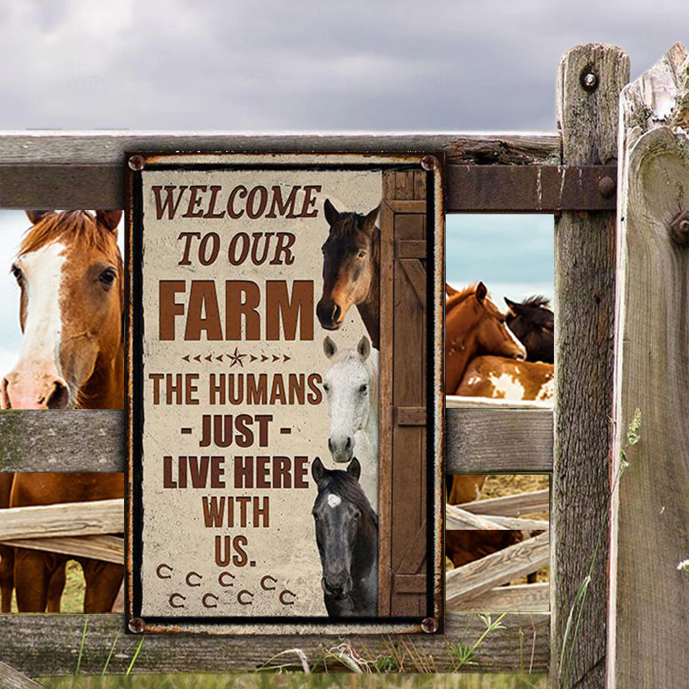 ANIMAL LOVERS WELCOME TO OUR FARM METAL SIGN