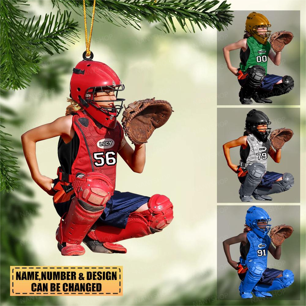 Personalized Girls Baseball players-Two Sided Ornament