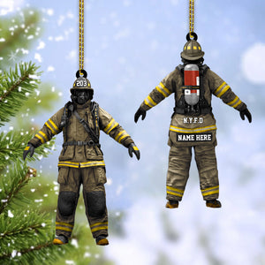 Personalized Firefighter Ornament Shaped Ornament for Firefighter Family Proud Fireman Christmas Gift