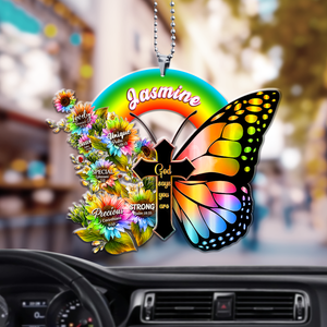 Personalized Rainbow Cross Butterfly God Says You Are Ornament