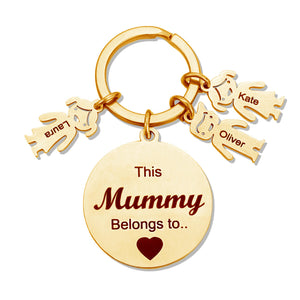 Customized Family Keychain Engraved with Kids and Pets Charms