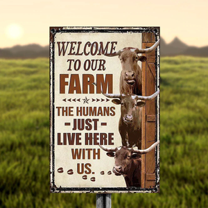 TX LONGHORN CATTLE LOVERS WELCOME TO OUR FARM METAL SIGN