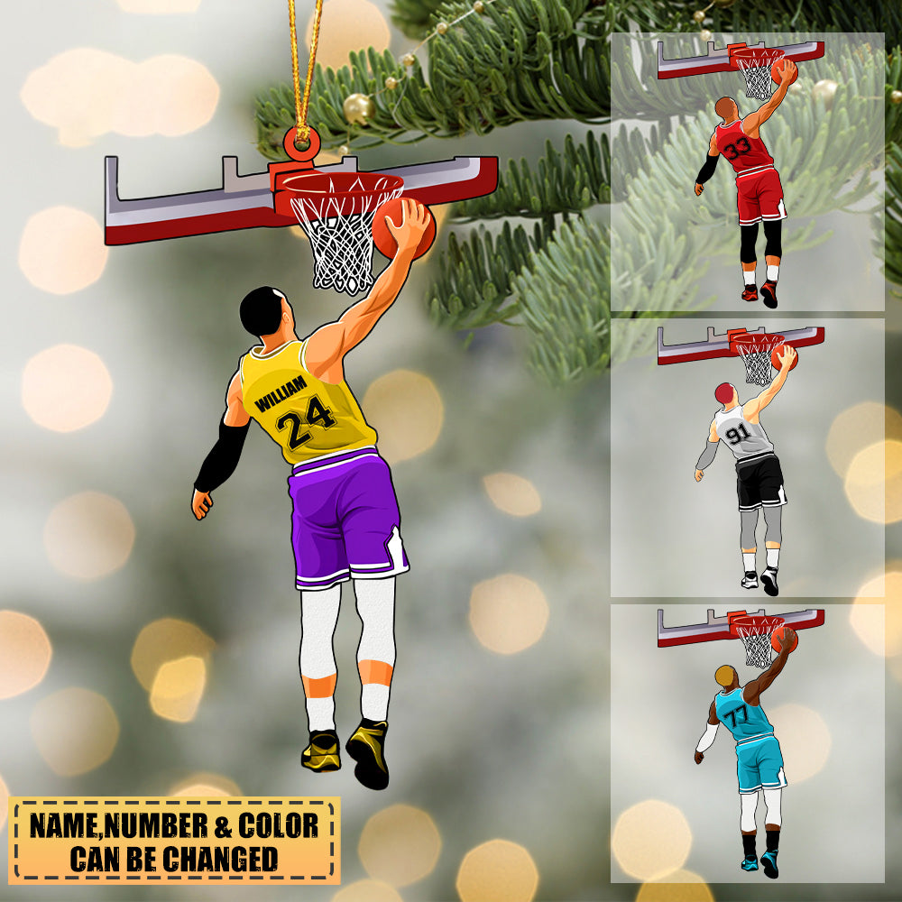 Personalized Basketball Player Slam Dunk Ornament