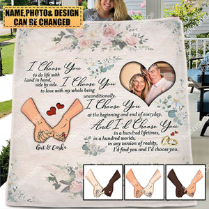 I Choose You Personalized Photo Blanket- Custom Blanket Gift For Couple