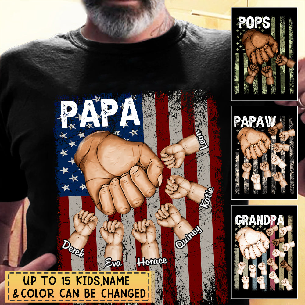 Personalized Father's Day T-Shirt Grandpa/Dad And Kid Fist Bump