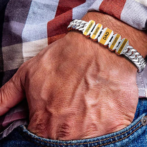 Father's Day Gift Cuba Link Men's Bracelet With Personalized Beads