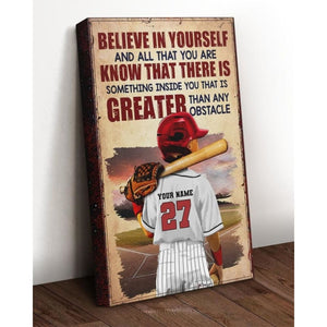 Personalized Baseball Canvas Poster-Believe In Yourself -Gift to son/grandson,Gift to daughter/grandaughter