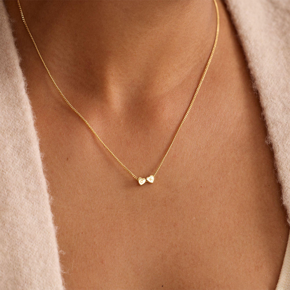 Personalized 3D Heart Charm Necklace, Minimalist Heart Pendent, Custom Initial Heart Necklace, Mother's Day Jewelry Gift for Her