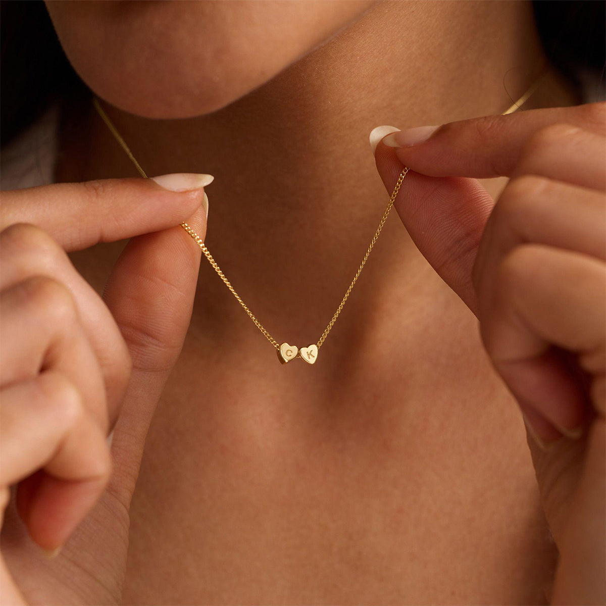 Personalized 3D Heart Charm Necklace, Minimalist Heart Pendent, Custom Initial Heart Necklace, Mother's Day Jewelry Gift for Her