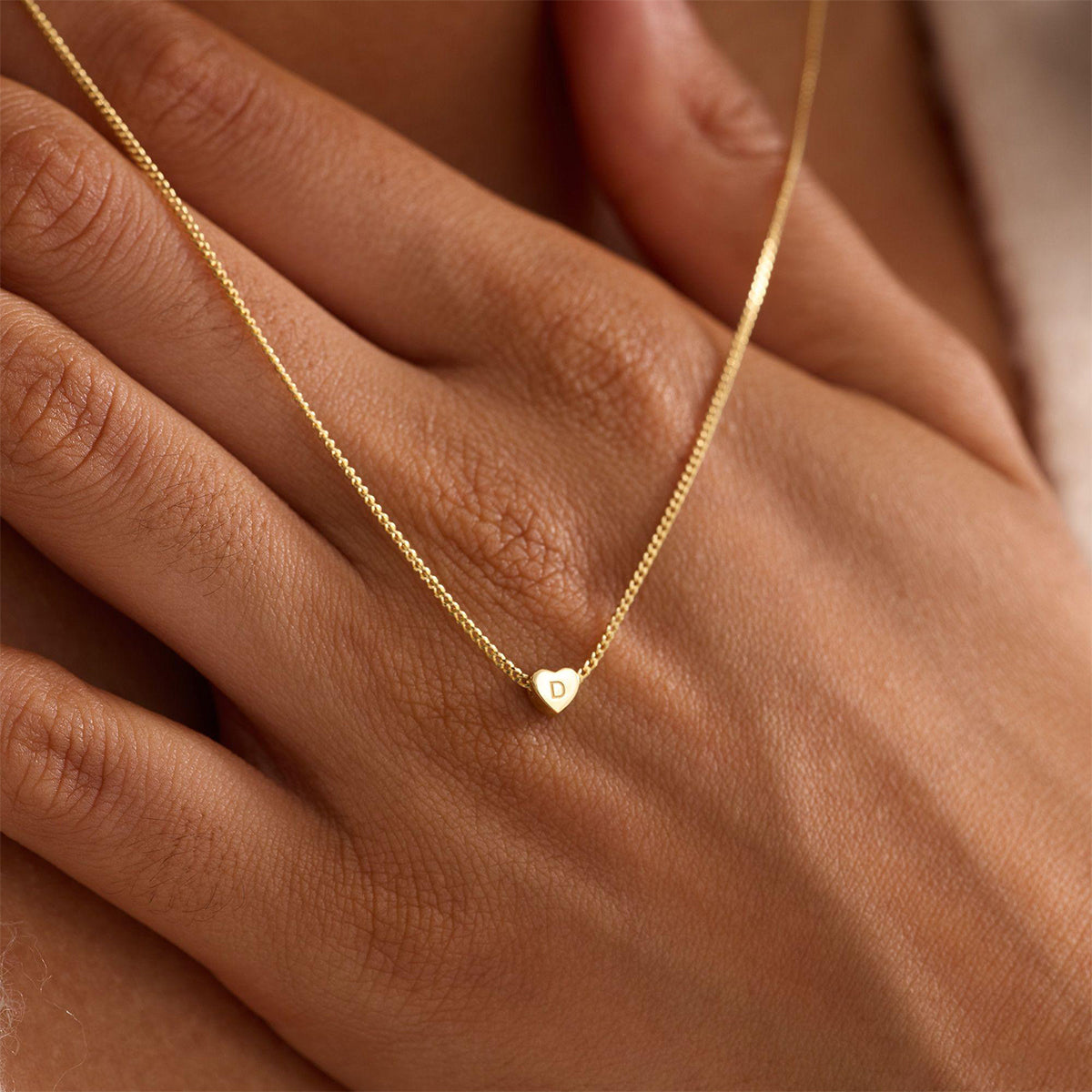 Personalized 3D Heart Charm Necklace, Minimalist Heart Pendent, Custom Initial Heart Necklace, Mother's Day Jewelry Gift for Her