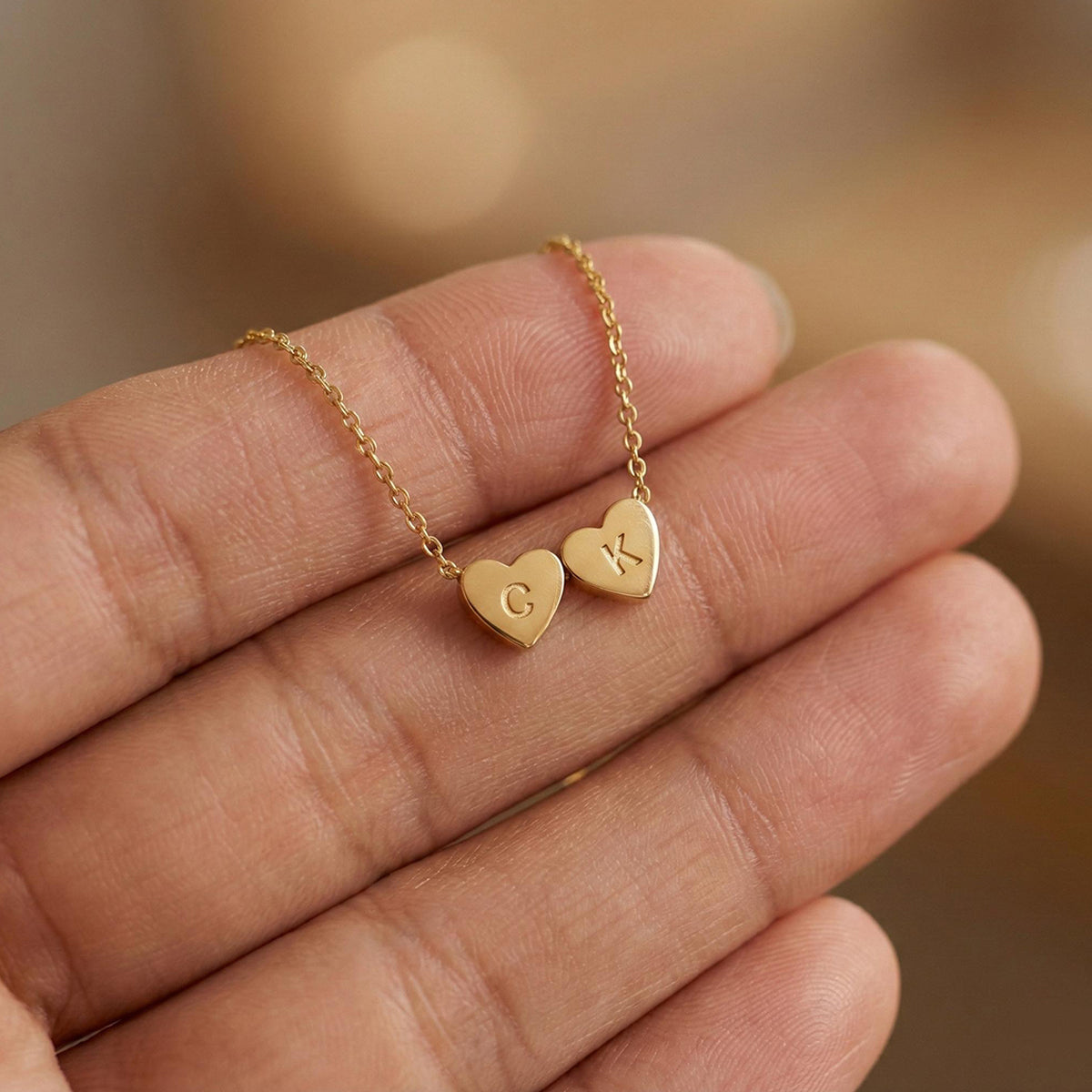 Personalized 3D Heart Charm Necklace, Minimalist Heart Pendent, Custom Initial Heart Necklace, Mother's Day Jewelry Gift for Her