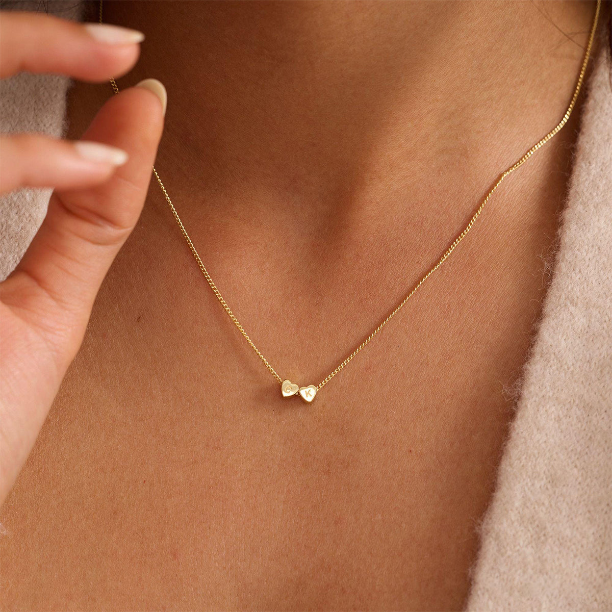 Personalized 3D Heart Charm Necklace, Minimalist Heart Pendent, Custom Initial Heart Necklace, Mother's Day Jewelry Gift for Her