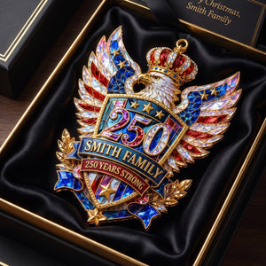 Personalized Eagle Crest Family Acrylic Hanging Ornament – America 250th Years Strong Stained Keepsake Decor